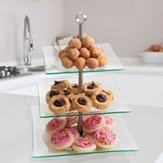 Chef Buddy Three Tier Square Glass Buffet and Dessert Stand