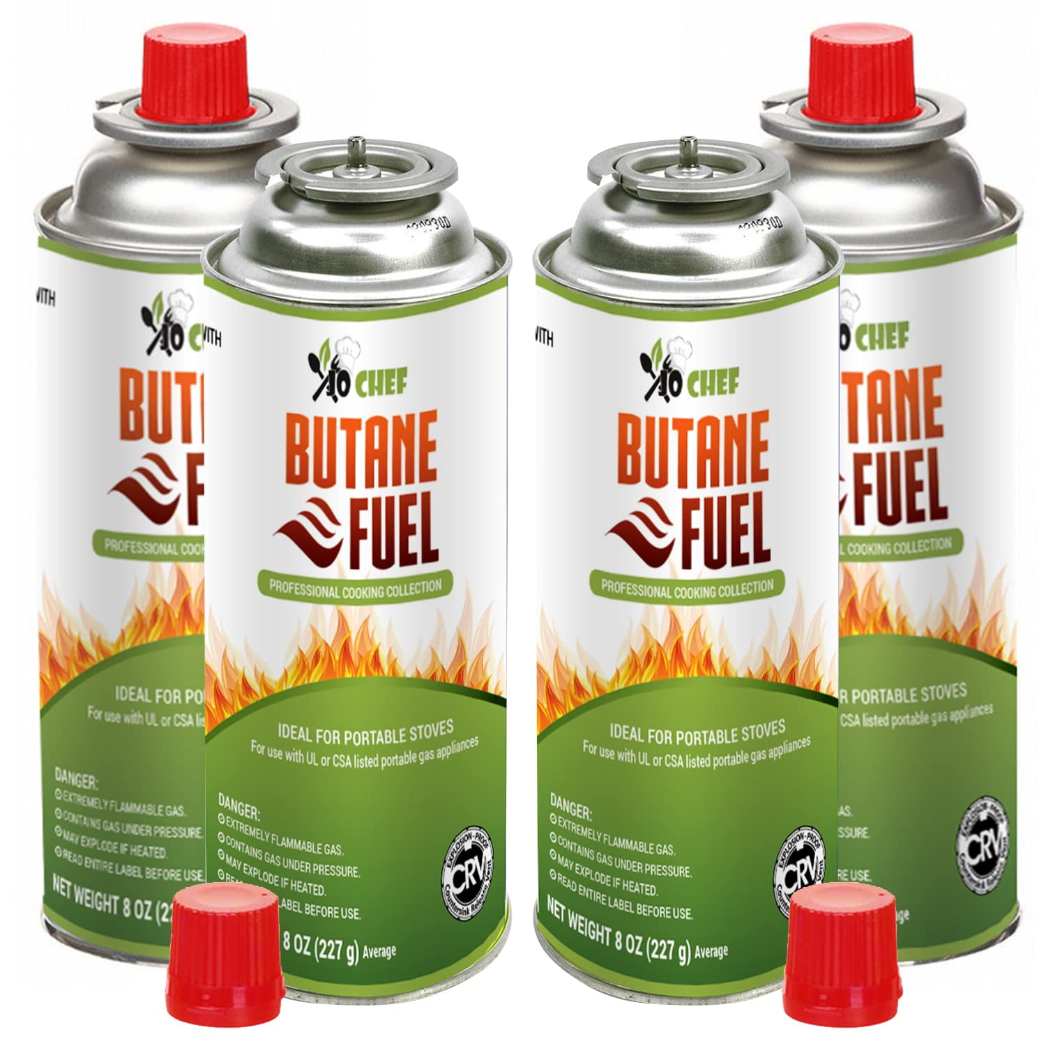 Chef Butane Fuel Canister, 8 oz Butane Cylinder, Pure Refined Butane ...