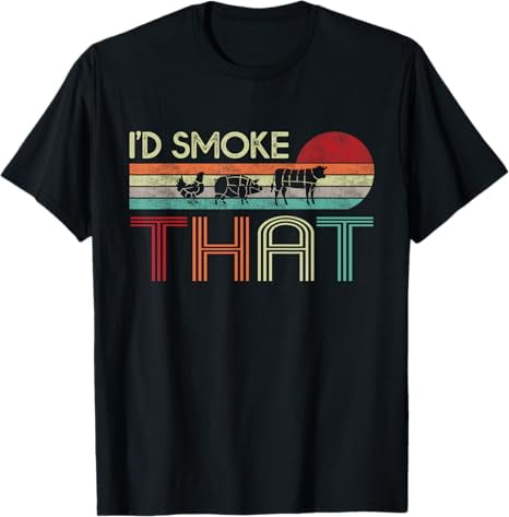 Chef Butcher Cook BBQ I'd Smoke That Cow Beef Funny T-Shirt - Walmart.com