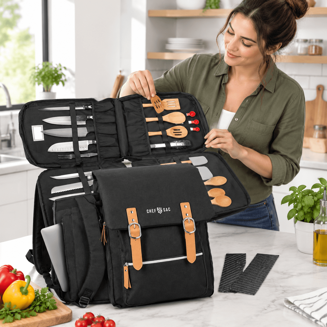 Chef Carrying Case with 30+ Pockets, Water-Resistant 600D Material ...