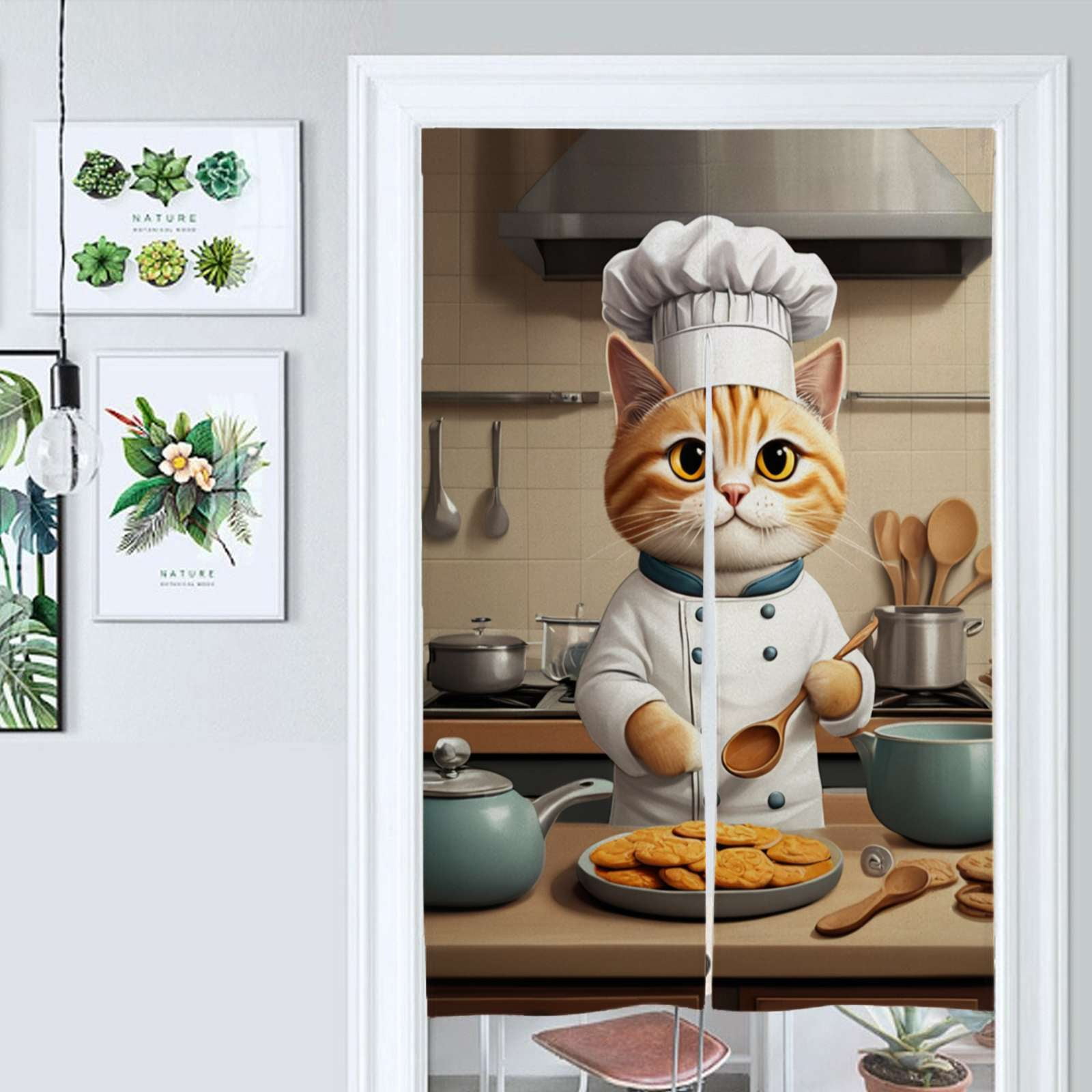 Chef Cat Baking Cookies Door Curtain Nordic Living Room DoorCurtain ...