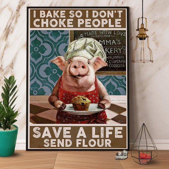 Chef Cat Baking I Bake So I Don'T Choke People Vertical Paper Poster No Frame 11 x 17 Inch Poster