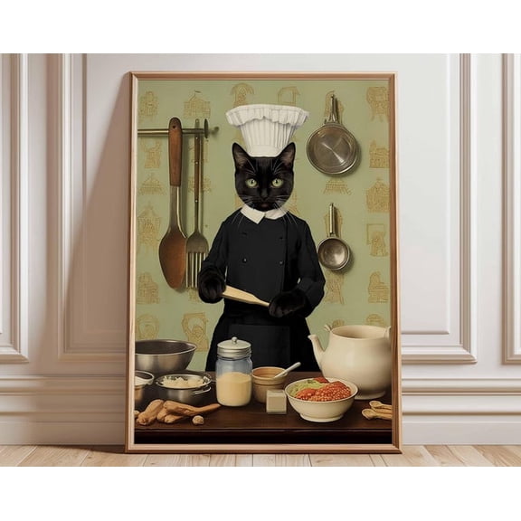 Chef Cat Cooking Wall Art Print