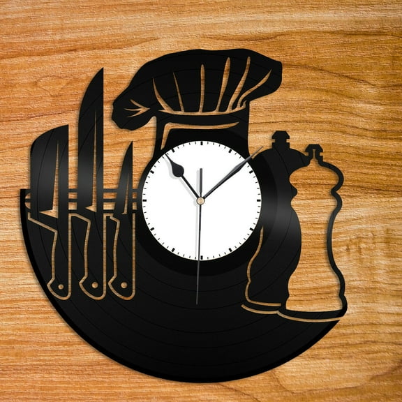 Chef Chief-Cooker Vinyl Wall Clock Unique Design Home and Kitchen Decoration Vintage Design Office Bar Room Home Decor