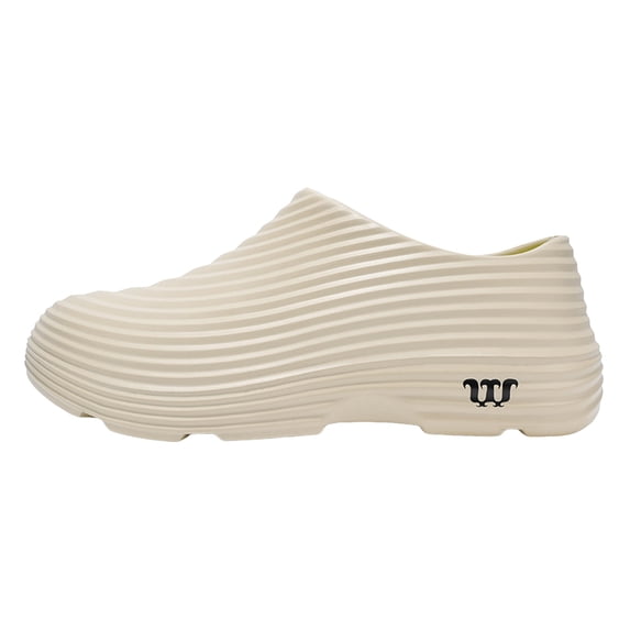 Chef Clogs for Men Women Nonslip Waterproof Oil-Proof Kitchen Work Shoes with Arch Support Lightweight Comfy Slip on Slides Beige Size 9.5