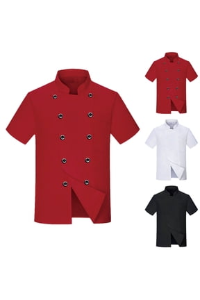 Chef Coat Classic Kitchen Workwear Long Sleeve Cloth Covered Buttons Chef Works Unisex Black L by Awwp
