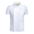 thumbnail image 1 of Chef Coat Jacket Short Sleeve Breathable Apparel Women Men Uniform for Cooker Hotel , White M, 1 of 9