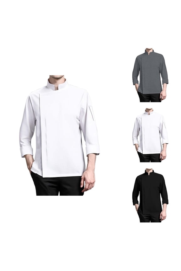 Chef Coat Men Modern Sporty Long Sleeve Chef Jacket for Kitchen Restaurant Bakery