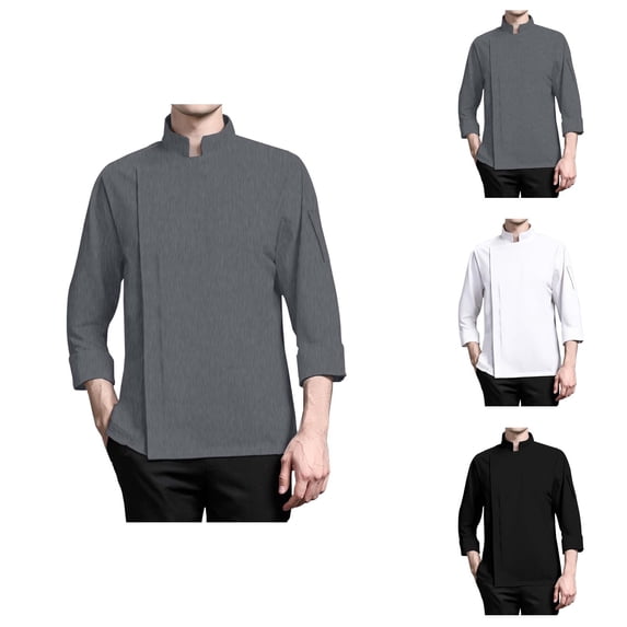 Chef Coat Men Modern Sporty Long Sleeve Chef Jacket for Kitchen Restaurant Bakery