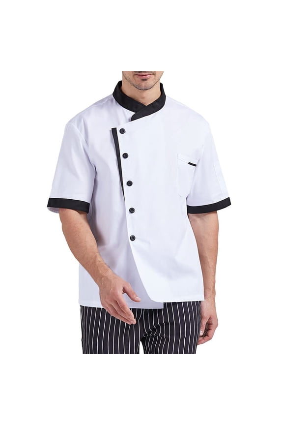 Chef Coat Men's Short Sleeve Unisex Classic Chef Coat Restaurant Kitchen Cooking Uniform
