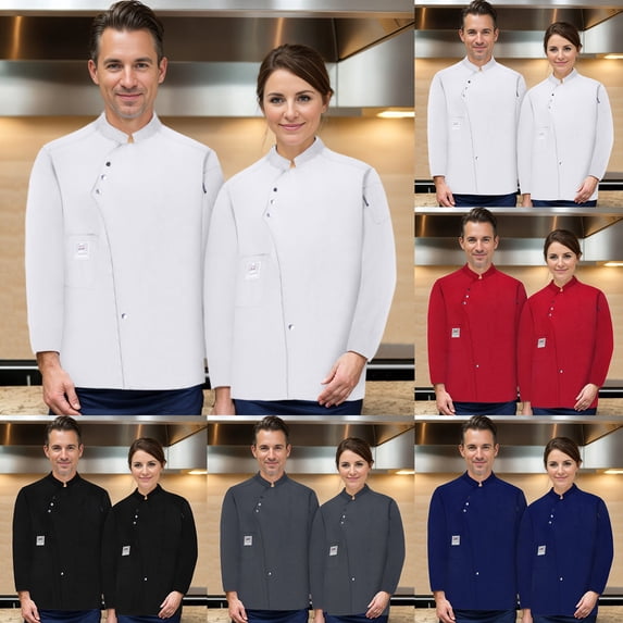 Chef Coat Restaurant Kitchen Cooking Chef Uniform Unisex Chef Coat Jacket Long Sleeve Kitchen Restaurant Cooking Work Wear Shirt Top for Culinary Staff,,XL