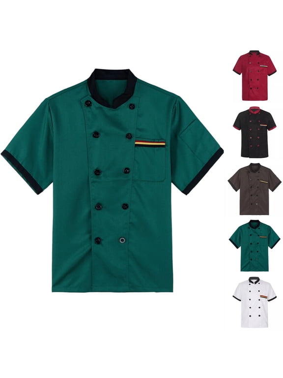 Chef Coat Short Sleeve Chef Jackets For Men Breathable Cook Shirts Restaurant Kitchen Working Uniform,XXL,#03 Green