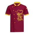 thumbnail image 1 of Chef Coat Unisex Chef Jacket Breathable Short Sleeve Hotel Restaurant Summer Long Embroidered Chef Workwear Button Down Restaurant Kitchen Cooking Chef Uniform,Z06-Red,XL, 1 of 4