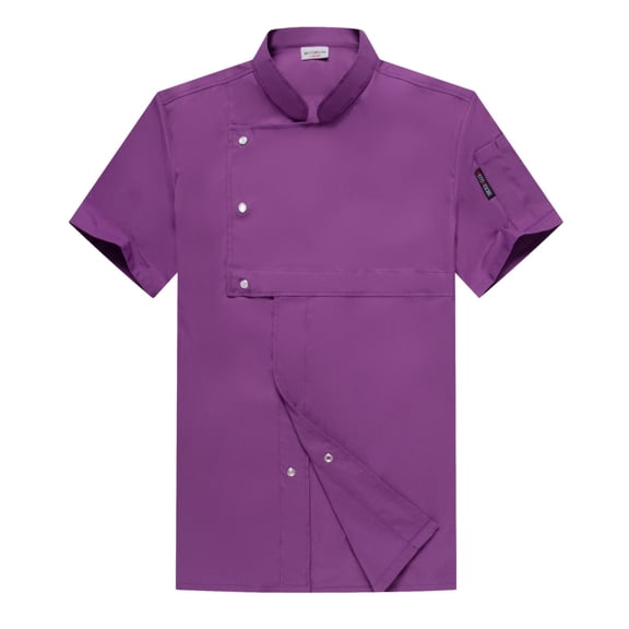 Chef Coat Unisex Chef Jacket Button Down Solid Restaurant Kitchen Chef Uniform,Z02-Dark Purple,M
