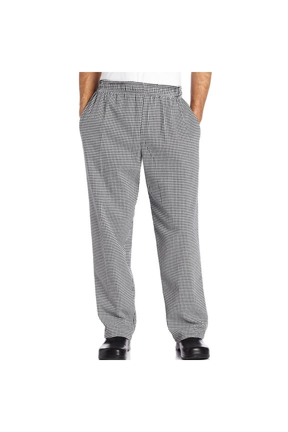 Baggy Chef Pants with Wide 2" Elastic Waistband, Houndstooth, XL