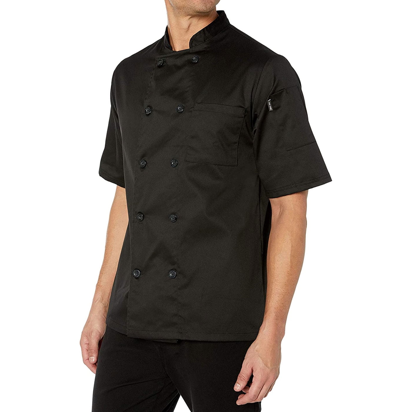 Men's Black Short Sleeve Double-Breasted Chef Coat