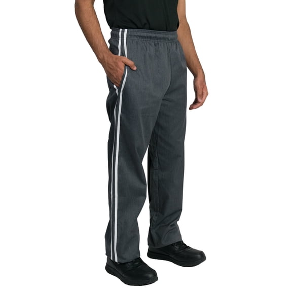 Chef Code Classic Baggy Chef Pants with Elastic Waist and Drawstring, Charcoal, M