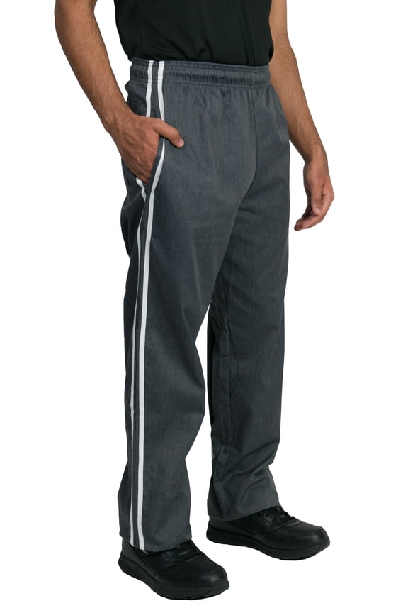 Classic Baggy Chef Pants with Elastic Waist and Drawstring, Charcoal, S