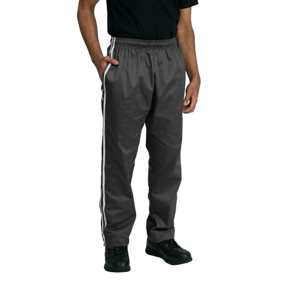 Chef Code Classic Baggy Chef Pants with Elastic Waist and Drawstring, Charcoal, XS