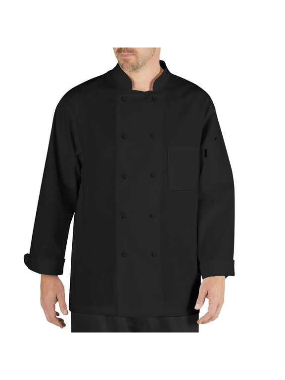Cool Breeze Chef Coat with Long-Sleeves and Mesh Vent Inlay, Black, XL