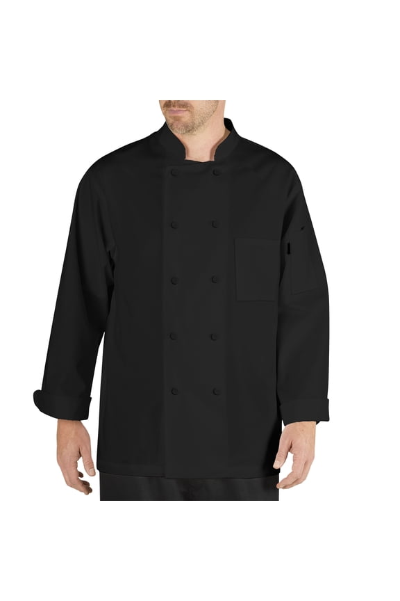 Cool Breeze Chef Coat with Long-Sleeves and Mesh Vent Inlay, Black, XL