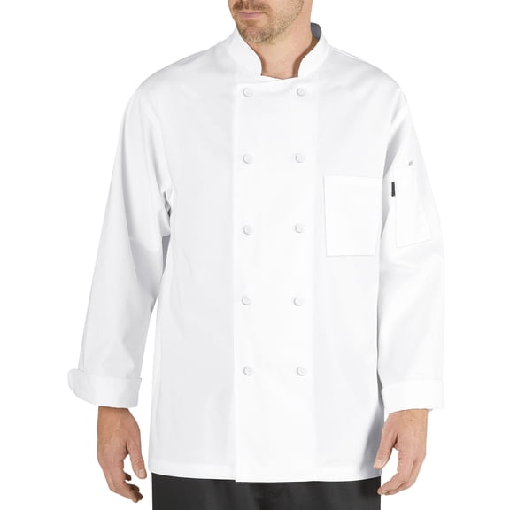 Chef Code Cool Breeze Chef Coat with Long-Sleeves and Mesh Vent Inlay, White, L