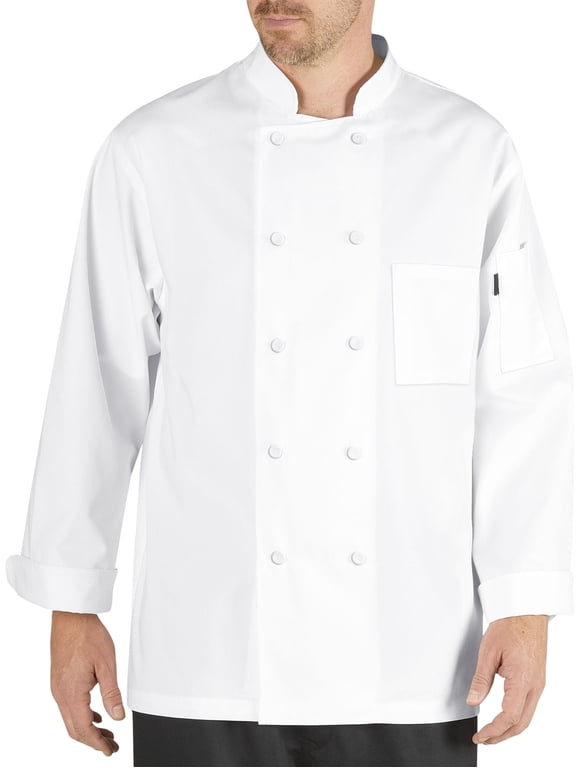 Cool Breeze Chef Coat with Long-Sleeves and Mesh Vent Inlay, White, L