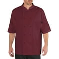 thumbnail image 1 of Chef Code Cool Breeze Chef Coat with Short-Sleeves and Mesh Vent Inlay, Burgundy, XS, 1 of 3