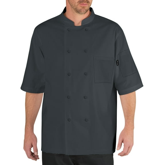 Chef Code Cool Breeze Chef Coat with Short-Sleeves and Mesh Vent Inlay, Charcoal, X-Large