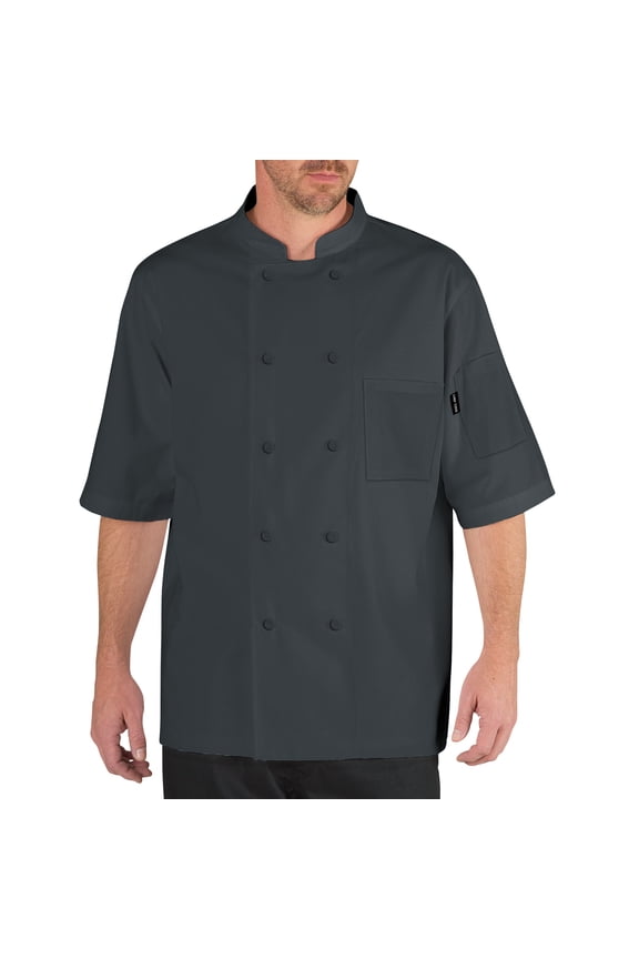 Cool Breeze Chef Coat with Short-Sleeves and Mesh Vent Inlay, Charcoal, X-Large