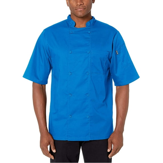 Chef Code Cool Breeze Chef Coat with Short-Sleeves and Mesh Vent Inlay, Royal, Medium