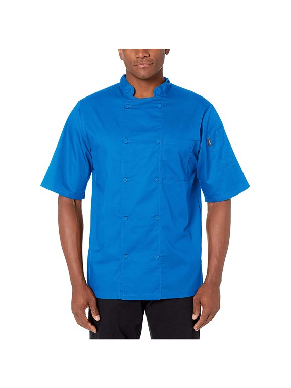 Cool Breeze Chef Coat with Short-Sleeves and Mesh Vent Inlay, Royal, S