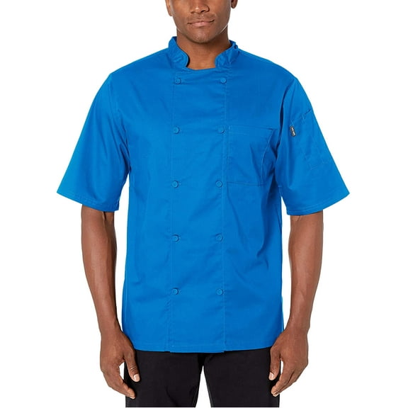 Chef Code Cool Breeze Chef Coat with Short-Sleeves and Mesh Vent Inlay, Royal, X-Large