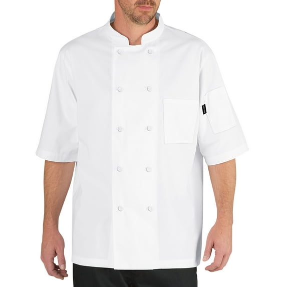 Chef Code Cool Breeze Chef Coat with Short-Sleeves and Mesh Vent Inlay, White, M