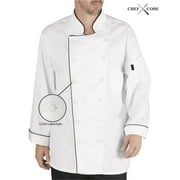 Chef Code Executive Chef Coat Jacket, French Cuffs, Contrast Piping CC103