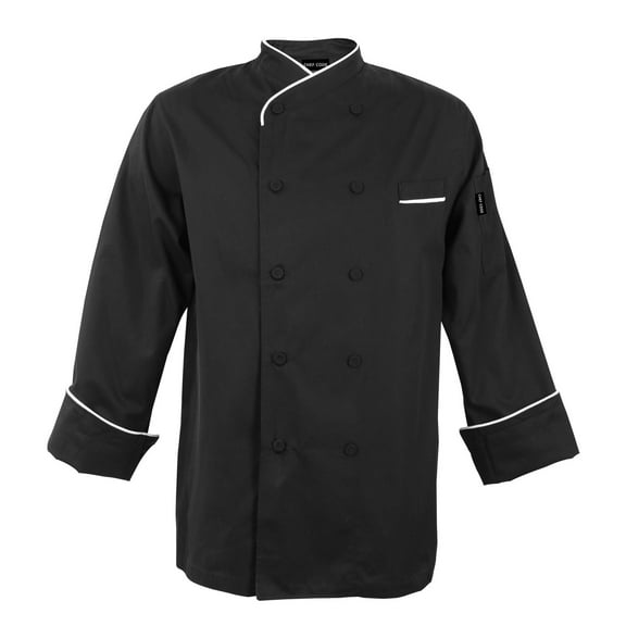 Chef Code Executive Chef Coat Unisex 100% Egyptian Cotton, Black, XS