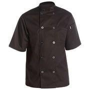 Chef Code Lightweight Ultra Soft Short Sleeve Chef Coat, Black, XL