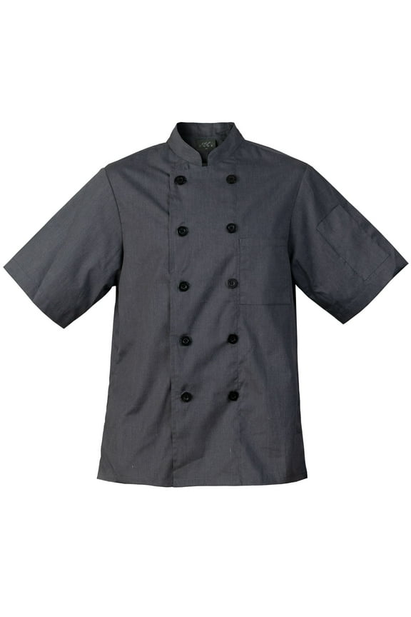 Lightweight Ultra Soft Short Sleeve Chef Coat, Charcoal, XS