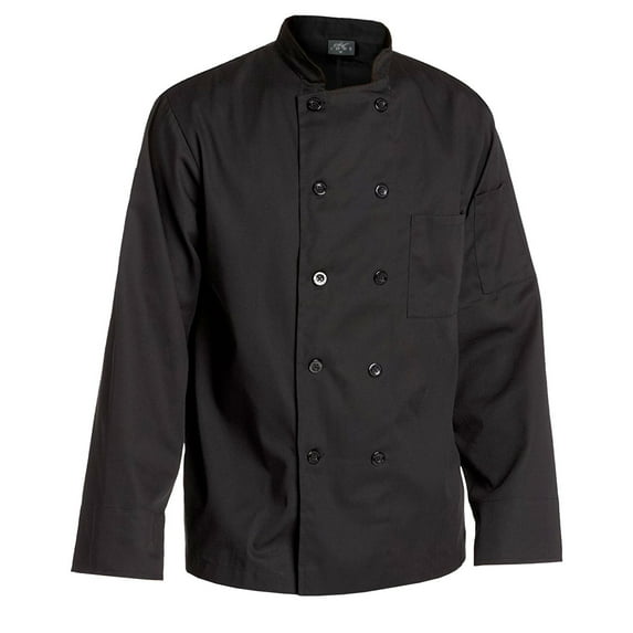 Chef Code Men's 10 Pearl Button Classic Chef Coat, black, small