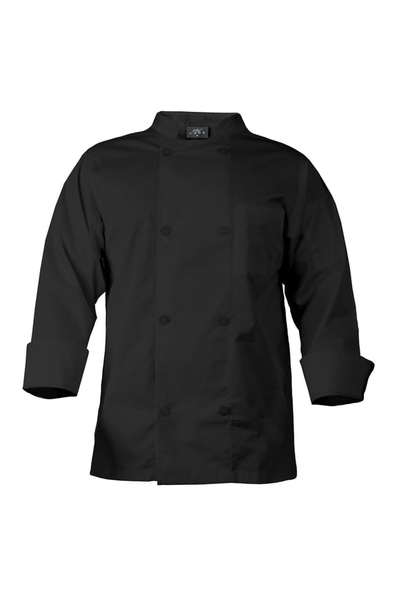 Men's 8 Pearl Button Chef Coat, Black, 4XL