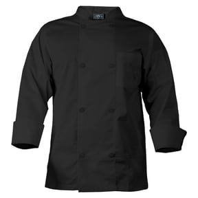 Chef Code Men's 8 Pearl Button Chef Coat, Black, X-Small