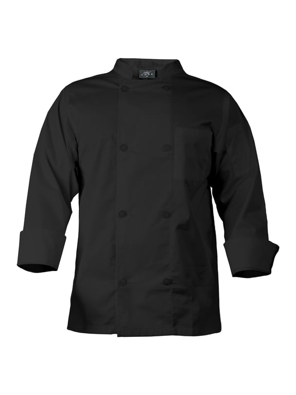 Men's 8 Pearl Button Chef Coat, Black, X-Small