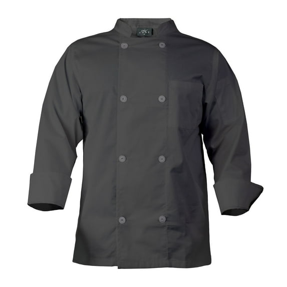 Chef Code Men's 8 Pearl Button Chef Coat, Charcoal, 3XL