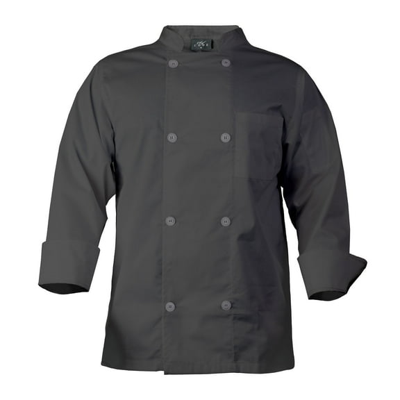 Chef Code Men's 8 Pearl Button Chef Coat, Charcoal, 4XL