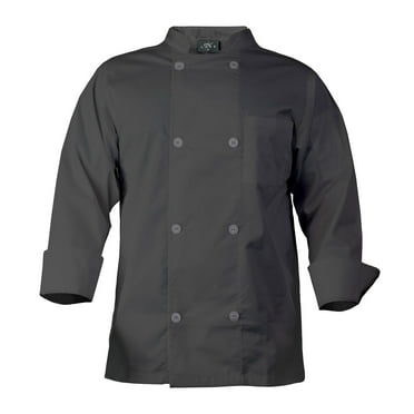Chef Code Men's 8 Pearl Button Chef Coat, Charcoal, Medium