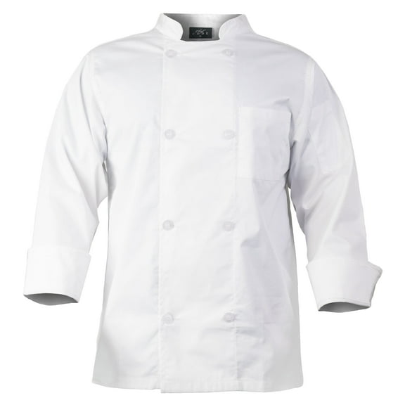 Chef Code Men's 8 Pearl Button Chef Coat, White, 2XL