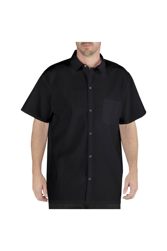 Men’s Work Shirt with Snap Buttons and Chest Pocket, Black, Medium