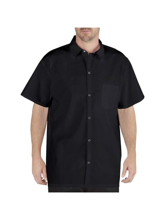 Men’s Work Shirt with Snap Buttons and Chest Pocket, Black, X-Large
