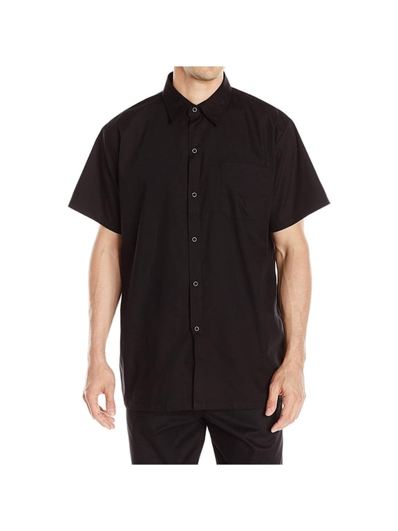 Men’s Work Shirt with Snap Buttons and Chest Pocket, Black, X-Small
