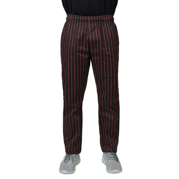 Chef Code Modern Fit Chef Pants with Zipper Fly, Chalkstripe Red, X-Large